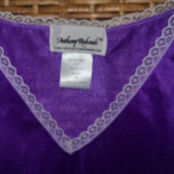 NWT VTG Anthony Richards Purple Nightgown Nightshirt Nylon W/ Lace Trim 1X - Picture 2 of 7